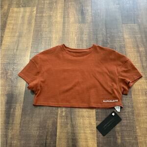 NWT Alphalete Crop Top Rust Brown Short Sleeve Gym Tee Size XS